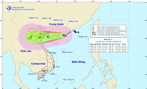 Typhoon Dianmu is approaching the northern region of Vietnam. (Photo: the National Hydrology Meteorology Forecast Center)